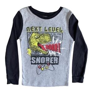 3/$15 Member’s Mark Boys Next Level Roar Snore Dino Gray and Black Pajama Shirt